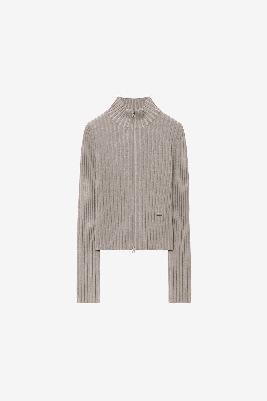 【INSILENCE】[WOMEN] DUAL COLOR KNITWEAR ZIP-UP : ASH BEIGE
