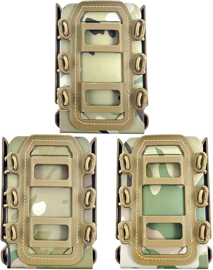 マガジンポーチ マグポーチ M4 AK P90 SCARなど対応 MOLLE ベルト 両方対応 サバゲー ソフトシャル スコーピオンタイプ( 迷彩3個セット)