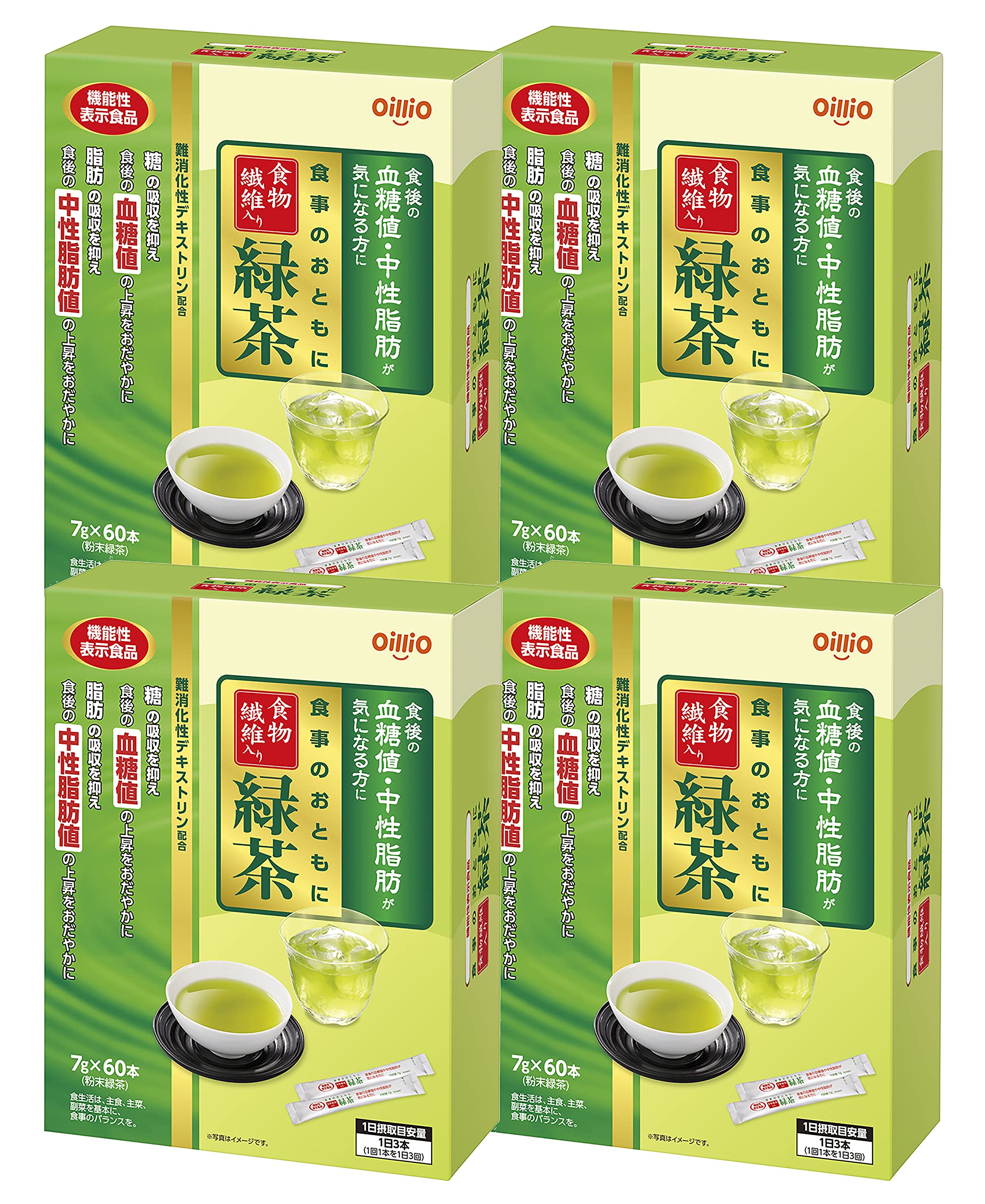 即日発送 日清オイリオ 食事のおともに食物繊維入り緑茶 7g×60包×4個セット