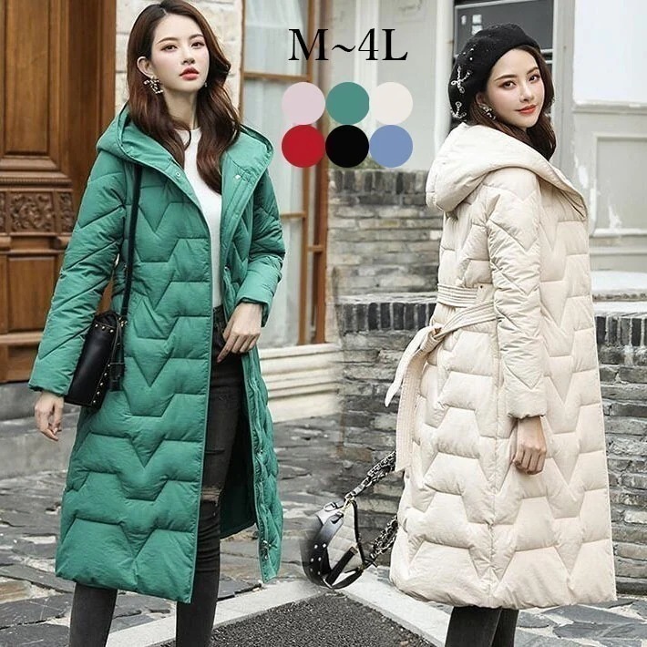 中綿コート　ダウンロングコート　ベンチコート　アウター コート　ダウンジャケット ロングジャケット　フード付き 超ロング スタンドカラー 着痩せ 大きいサイズ　温かい　軽量 防寒 厚手　冬　M今日は3 5,447円