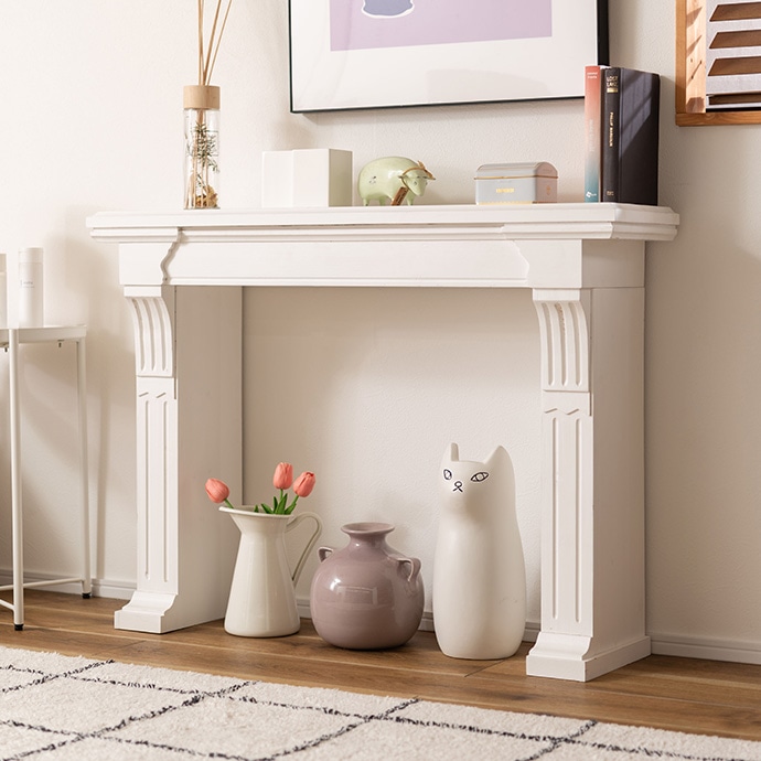 マントルピース 暖炉 装飾 棚 ディスプレイ 台 幅100cm 高さ73cm リビング 寝室 韓国 インテリア ホワイト ブラウン