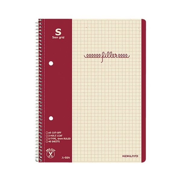 (まとめ) コクヨ フィラーノート(スパイラルとじ) A5 5mm方眼罫 40枚 ス-5SN 1セット(10冊) (×3セット)