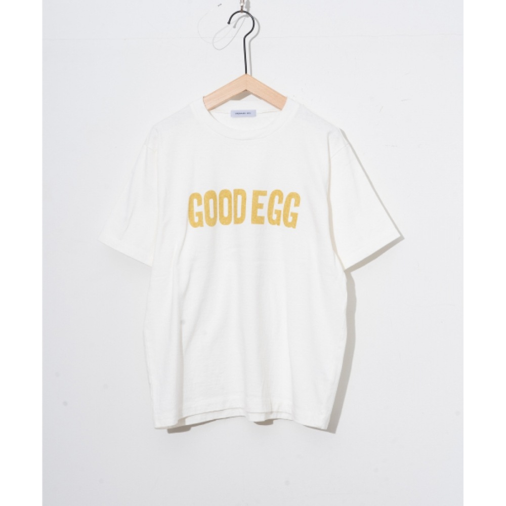 オーディナルフィットグッドエッグプリント半袖Tシャツ-ホワイト/CS026001