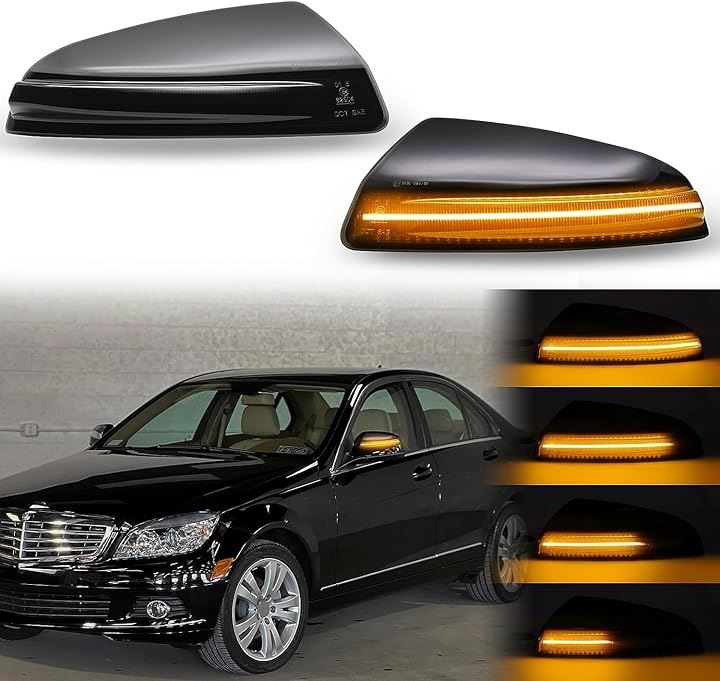 ベンツ適合 Cクラス W204 Mクラス W164 Vクラス W638 LED 流れて光る ドアミラー シーケンシャルウインカー スモークレンズ仕様 純正交換タイプ 左右１組(スモーク)