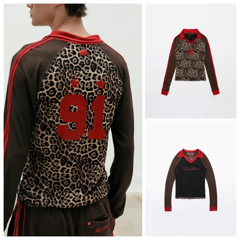 【BADBLOOD】 NADJA REVERSIBLE JERSEY TOP : LEOPARD / BLACK