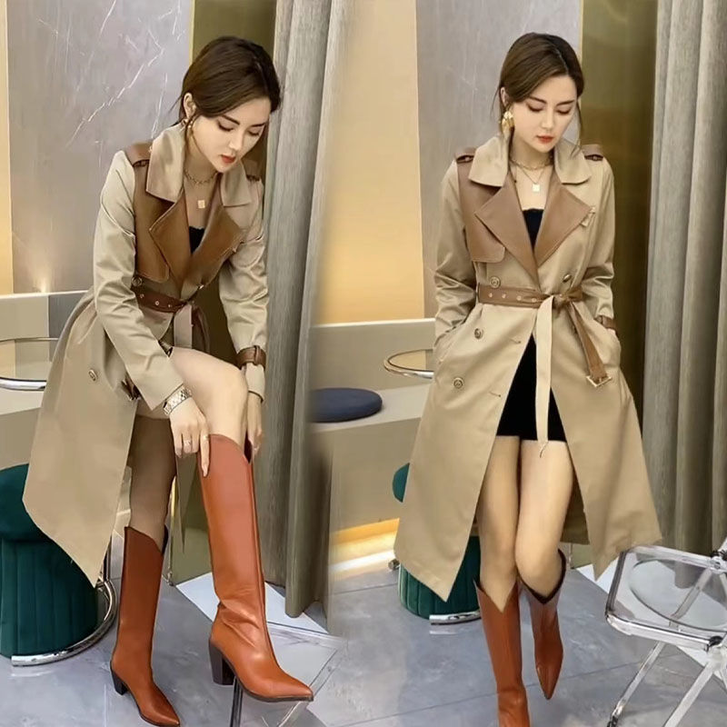 2024秋新作ウインドブレーカージャケット気質ストリートスタイルウエストステッチコートウエスタンスタイル年齢軽減婦人服ファッションカバー