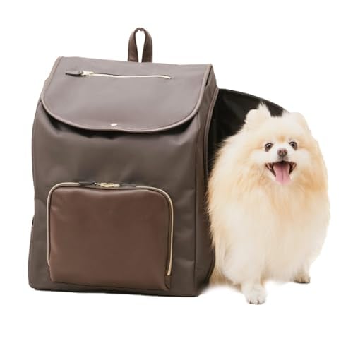 アイリスオーヤマ ペットキャリー 猫 キャリー 猫 キャリー 前かけできるペットリュック 飛び出し防止リード P-MPR350 ブラウン
