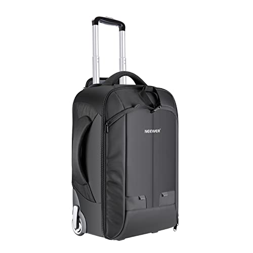 色：赤 Neewer 2-in-1コンバーチブル車輪付きカメラバック 荷物用トロリーケース ダブルバ