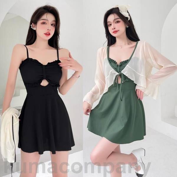 レディース 水着 2点セット ショール カーディガン 羽織り ワンピース フリル シアー おしゃれ スイムウェア 体型カバー エレガント リゾート 海 プール 夏 フェミニン きれいめ 大人 可愛い