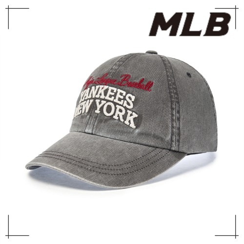 MLB公式 キャップ Vintage Color Washing Unstruck Ball Cap NY (Charcoal Grey)