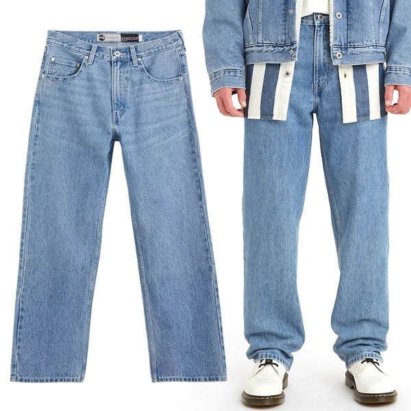 シルバータブ ルーズフィット ストーンウォッシュ ミディアムインディゴ テーパード バギー ルーズ ジーパン