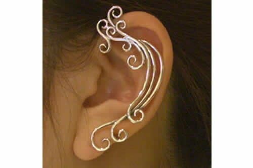 ウェーブイヤーフック（左耳用） 綺麗 波 シルバー925 イヤーラップ 男性 女性 イヤリング 高級 プレゼント 引っ掛けるだけ 本物の銀 アクセサリー 大きい かっこいい ew-00-00003xx