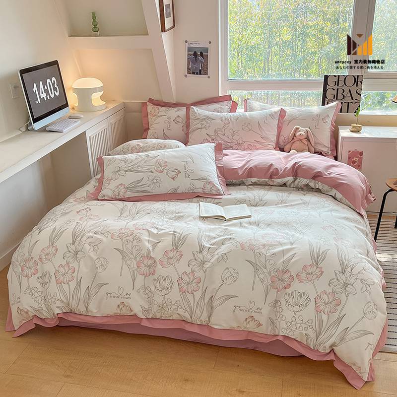 掛け布団カバー 布団カバー 4点セット シングル布団カバー シングル布団カバー ダブル枕カバー布団カバーセット布団カバー かわいい布団カバー 韓国布団カバー ストライプ セミダブル 布団カバー 夏 ボ