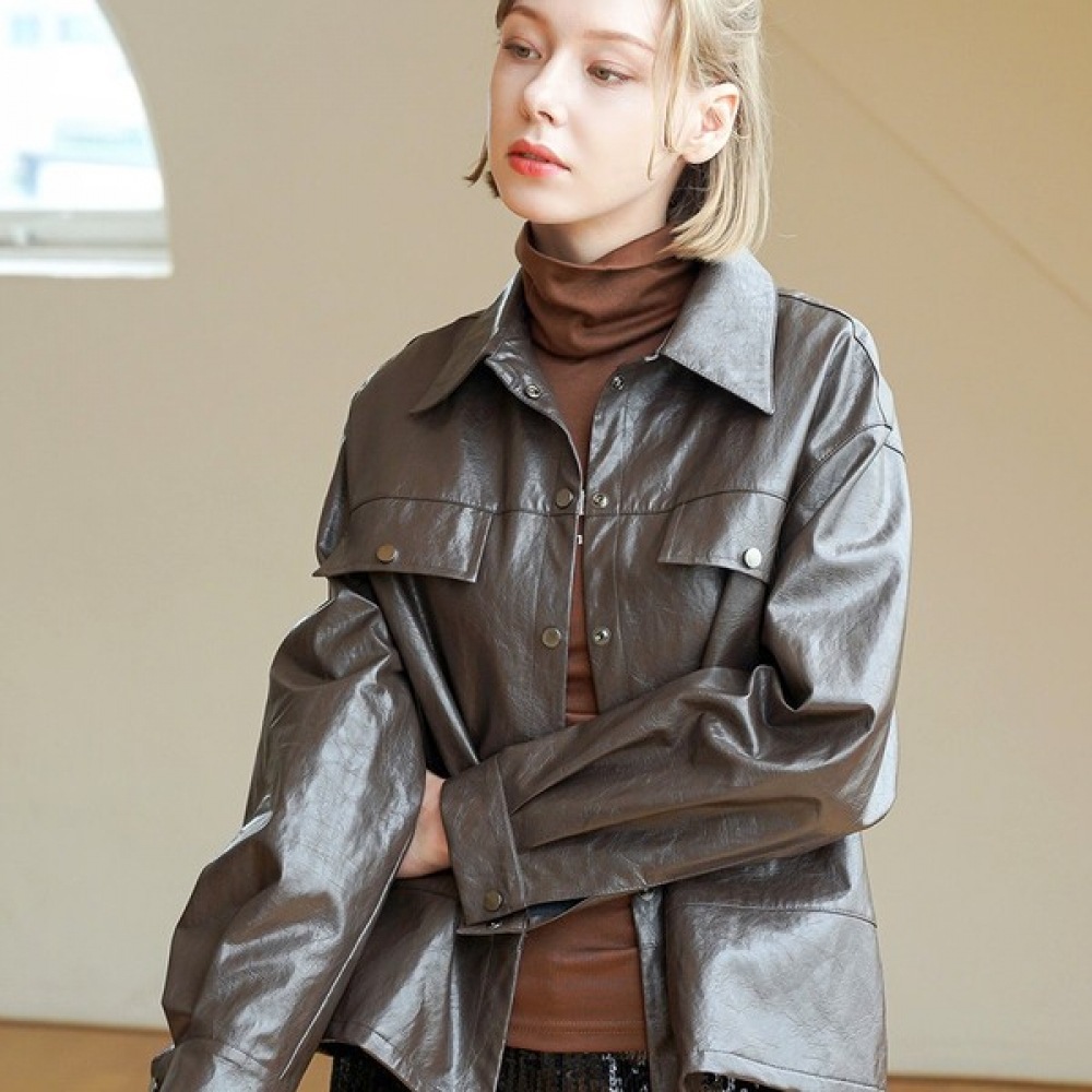 (リアーナニューヨーク) フェイクレザーカラージャケット RPHLJK030