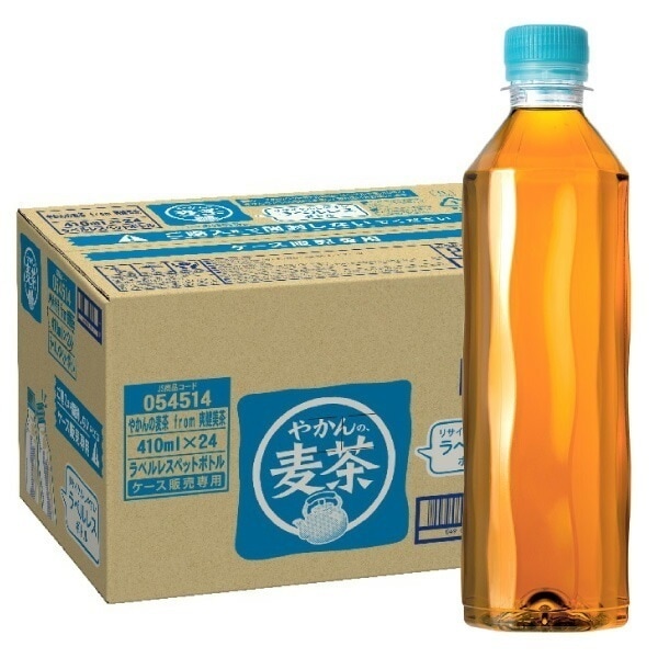 やかんの麦茶 ラベルレス 410ml 48本 （24本入2ケース）