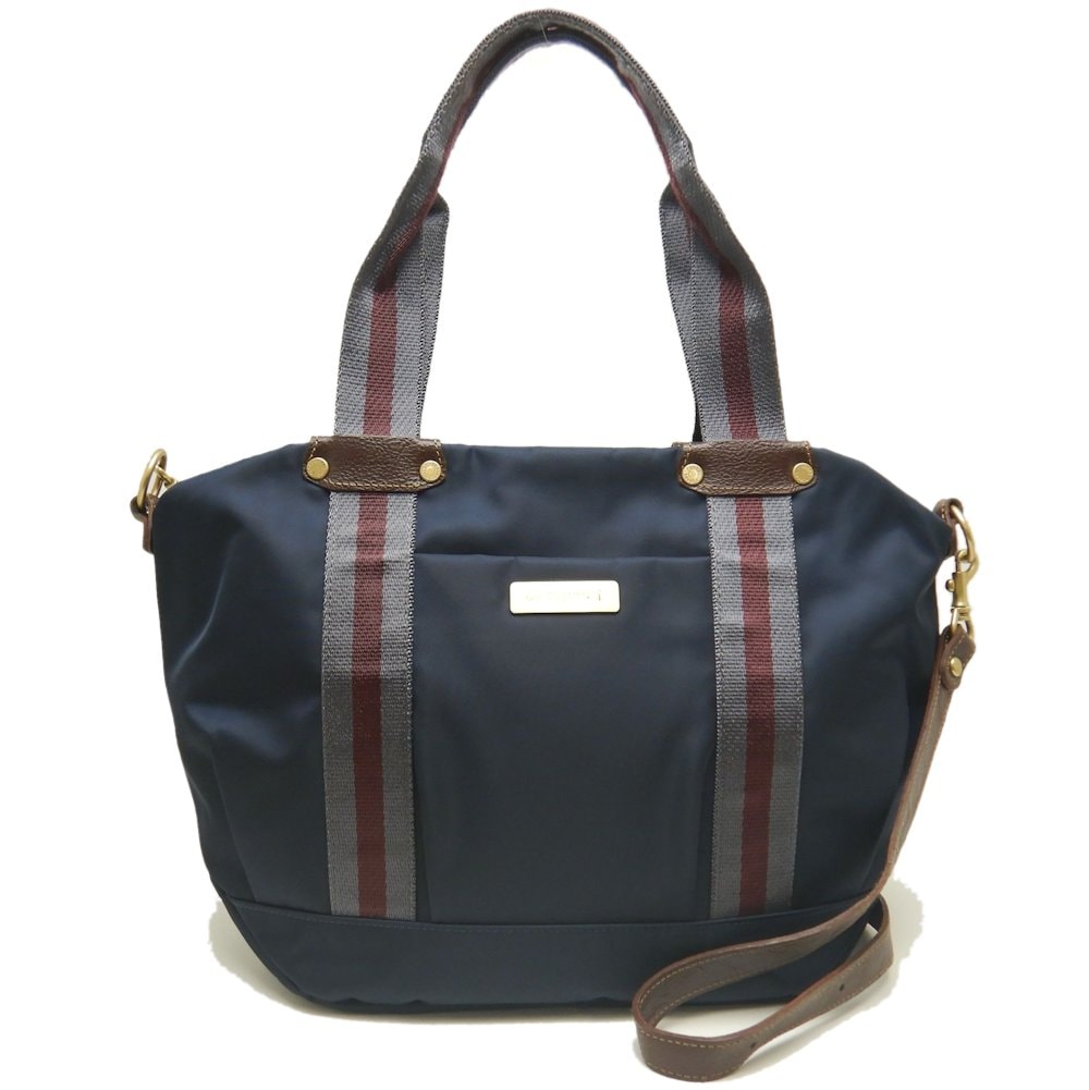 トートバッグ 2WAY ナイロンxキャンバス ネイビー/252878【中古】