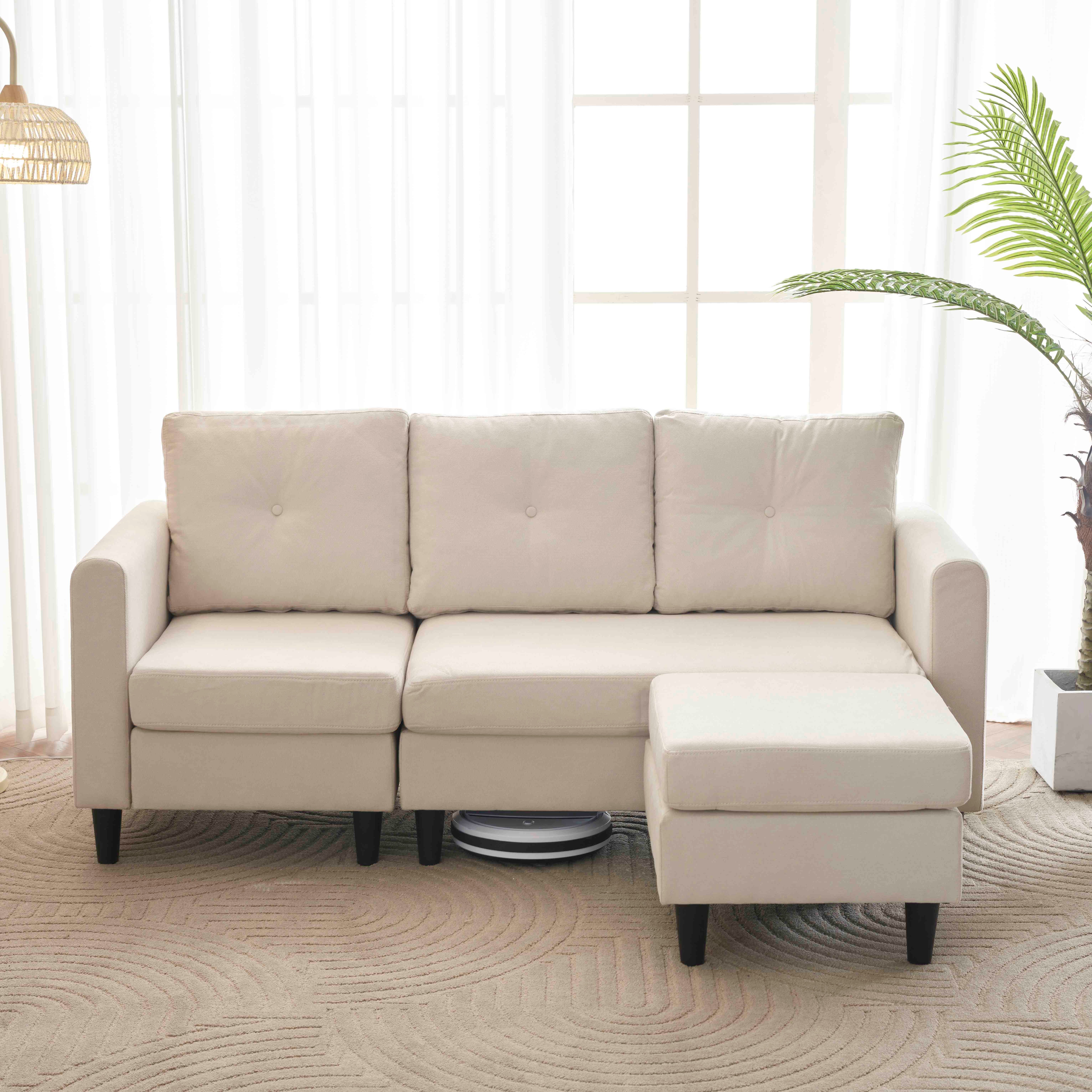 ソファー 3人掛け 4人掛け ソファーベット カウチソファ レイアウト自由 リビングソファ 肘付き オットマン l字 おしゃれ かわいい ベルベット調 ロータイプ コーナーソファー キズ防止シール付き