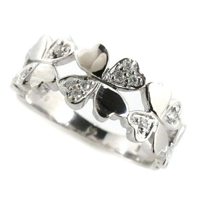 Folli Follie フォリフォリ K18WG ホワイトゴールド クローバー リング・指輪 ダイヤモンド0.07ct 10号 3.5g レディース 中古 美品