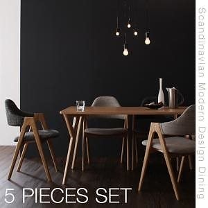 北欧モダンデザインダイニング [ILALI]イラーリ 5点セット（テーブルW140+チェア4脚） [チェア色]チャコールグレー4脚