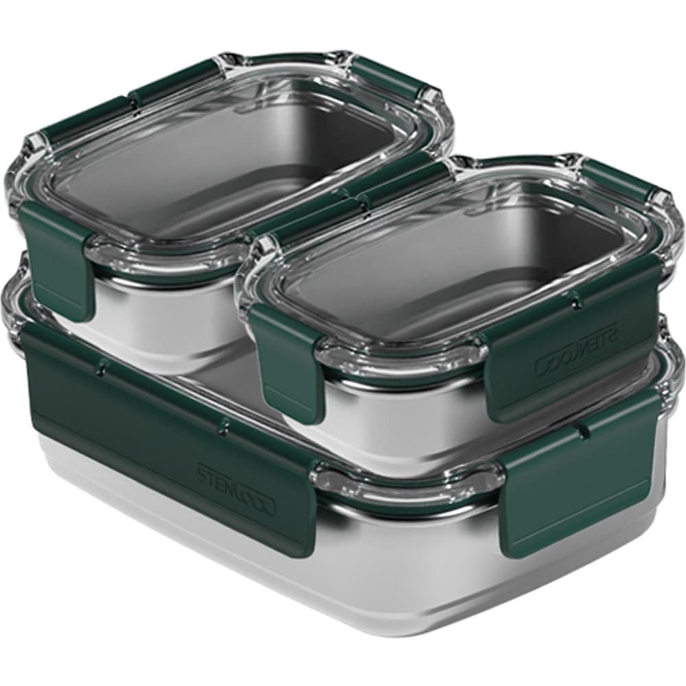 ステンラックステンモストSE密閉容器ブリティッシュグリーン1号200ml 2p + 5号700mlセット 韓国産 保存容器 ステンレス製 タッパー 密閉容器