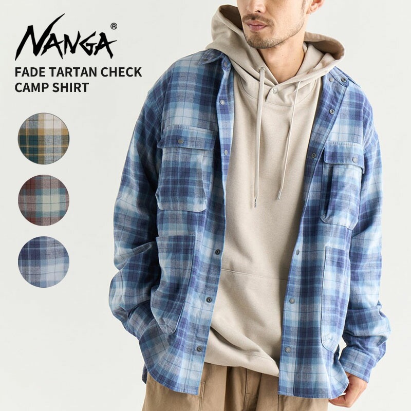 ナンガ メンズ 長袖シャツ レディース NANGA フェード タータンチェック キャンプシャツ N2530-1I107A