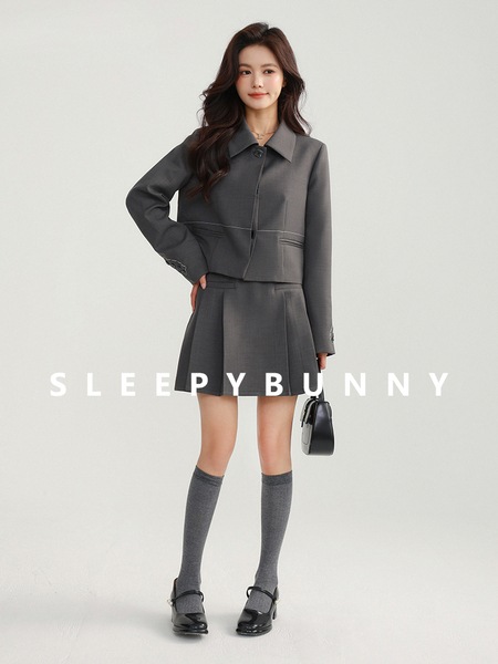 Sleepy Rabbit レトロ ラペル スーツ A ライン スカート ショルダー パッド