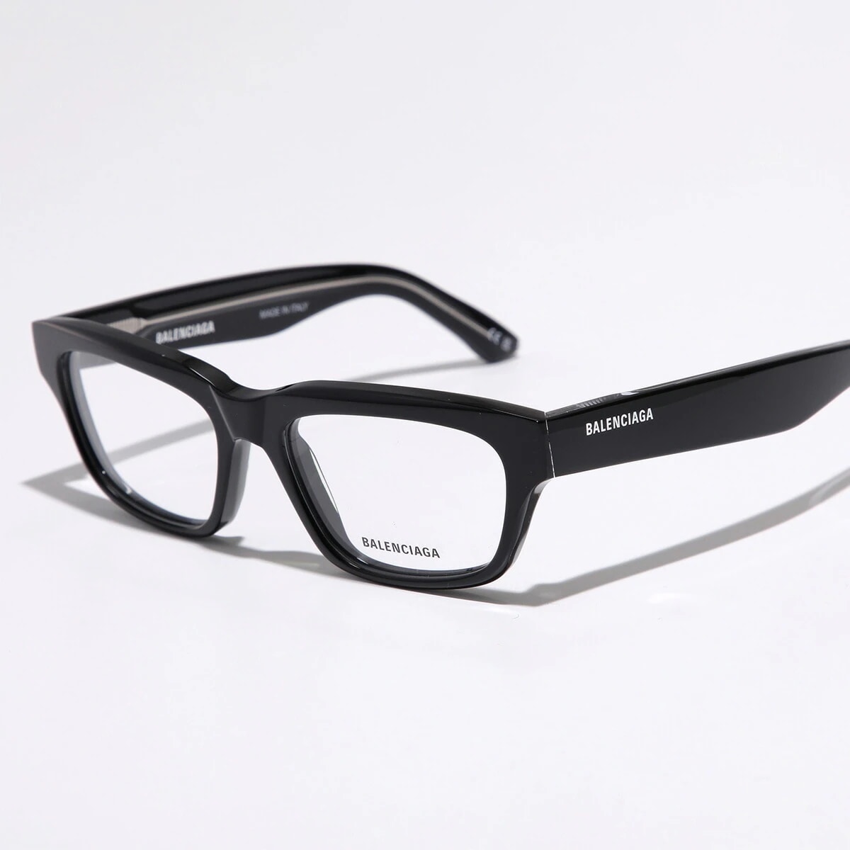 BALENCIAGA バレンシアガ メガネ BB0344O レディース スクエア型 セルフレーム フルリム めがね 眼鏡 ロゴ 001/BLACK-BLACK-TRANSPARENT