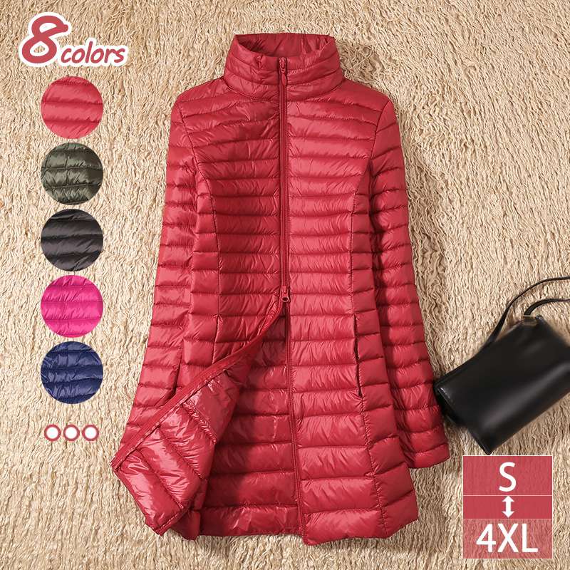 ダウンジャケット レデイース 軽量 ライトダウン コート 春秋冬 防風 暖かい ロングコート 超薄いダウンジャケット ウルトラライト ダウン コート スリム ライト ファッション 保温 防寒 おしゃれ