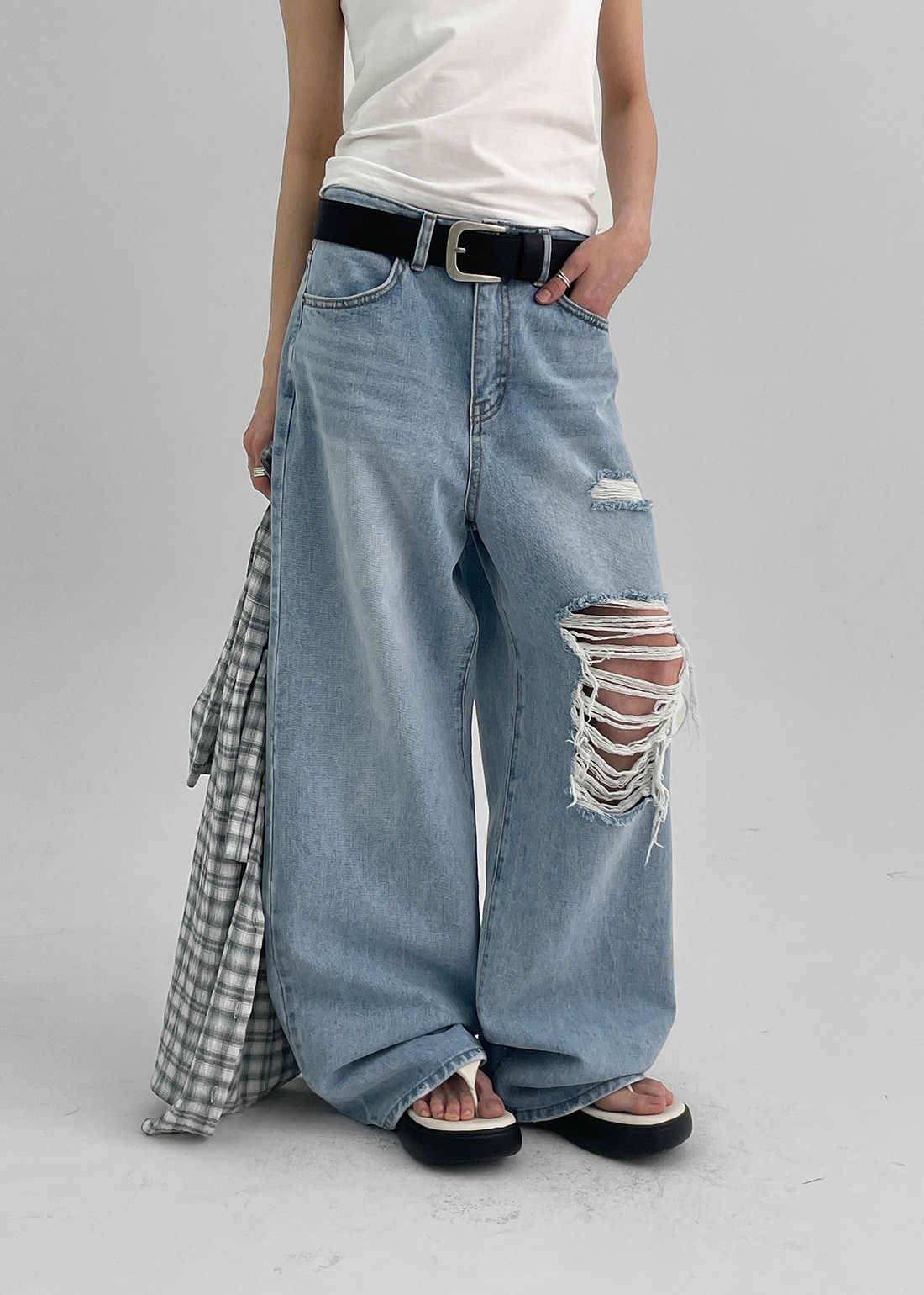 リルディダメージワイドデニムパンツ