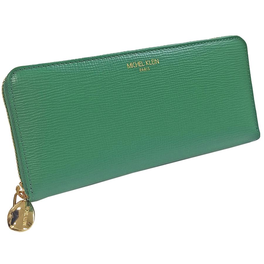 M KLEIN　ラウンドファスナー 長財布 レザー グリーン レディース 2007-GR
