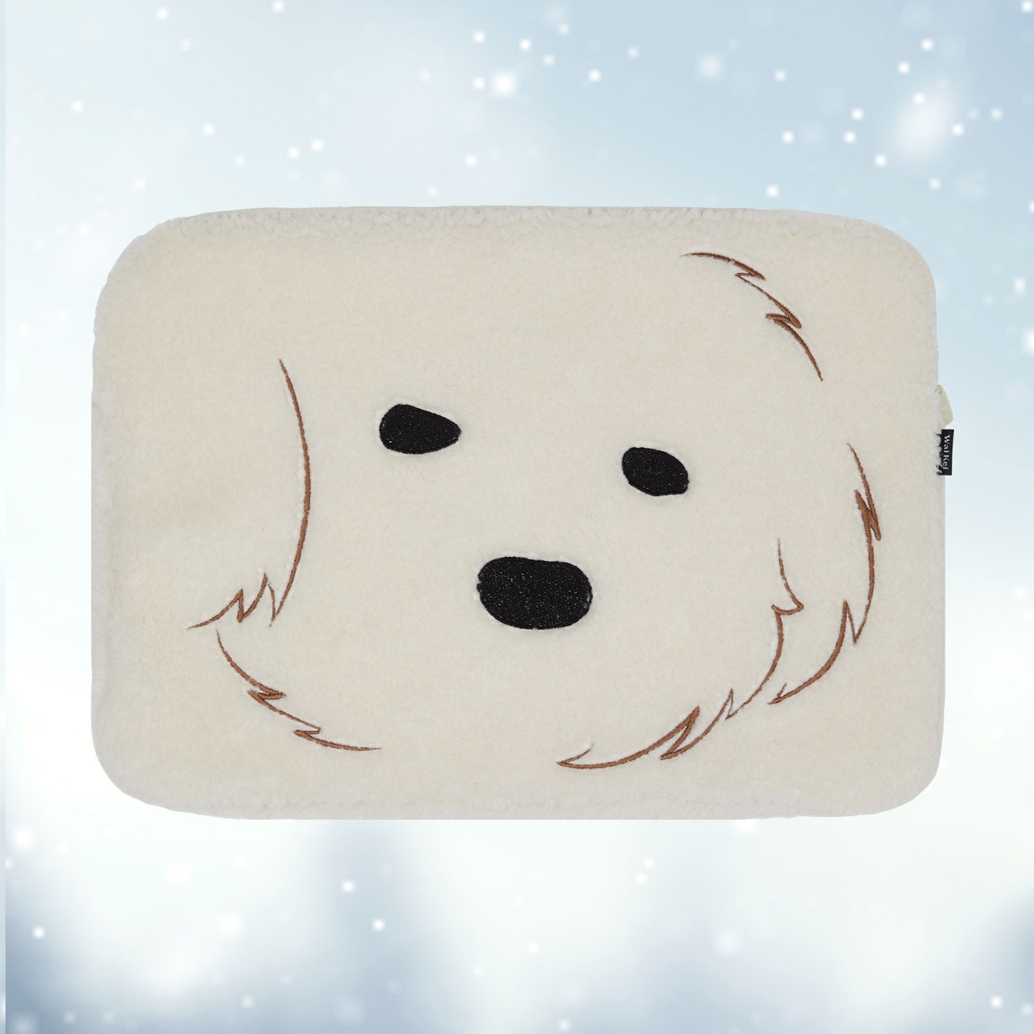 Big maltese boucle laptop pouch IVORY