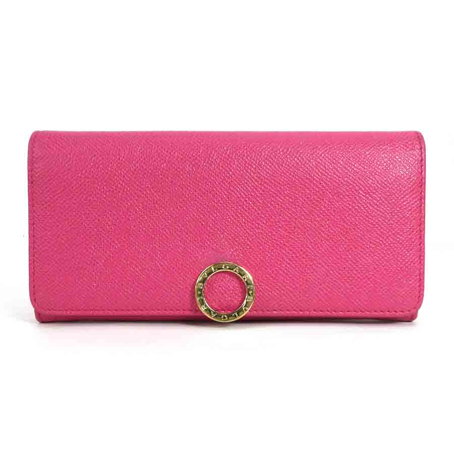 ブルガリ BVLGARI 二つ折り長財布 レザー ピンク ゴールド レディース h29349g