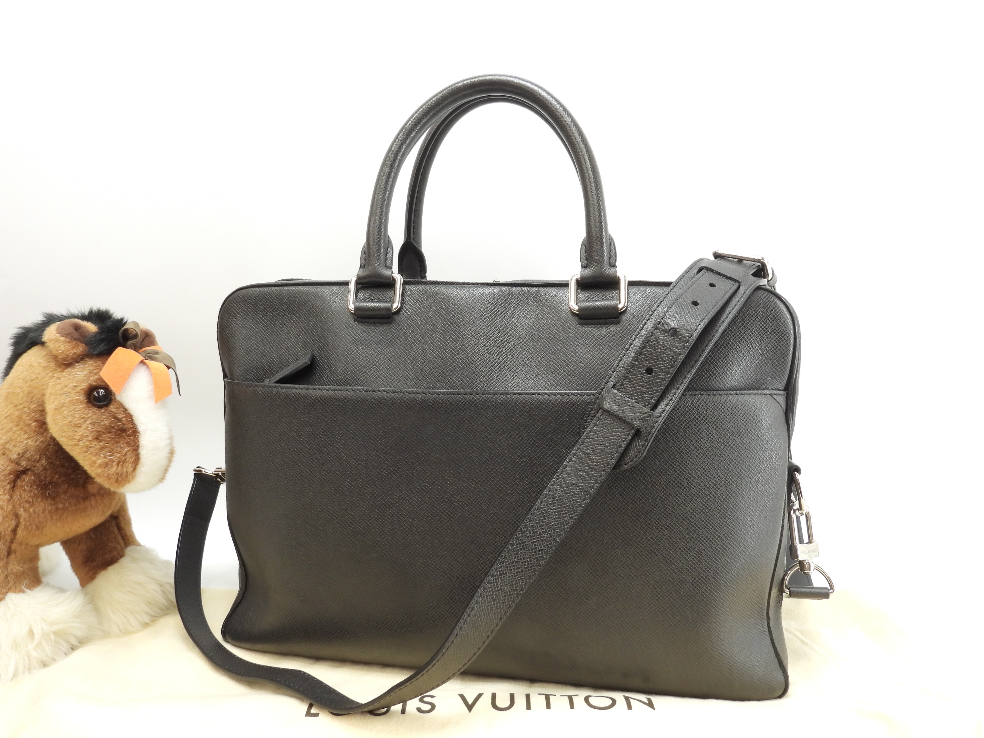 PDB M32721 タイガ黒 MM s付書類かばん ブリーフケース 美品@FL1195