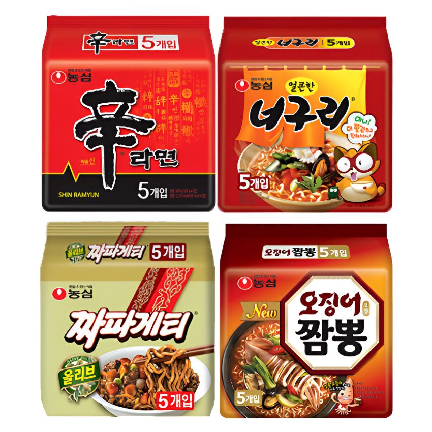 シンラーメン5袋＋ノグリ5袋＋チャパゲティ5袋＋オジンオチャンポン5袋（計20袋）韓国人気ラーメン