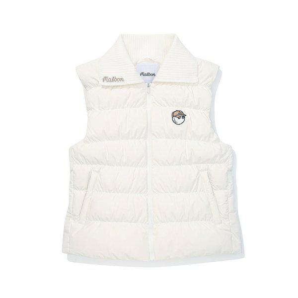 [マルボン公式] 女性ニット襟軽量ダウンベスト WHITE (WOMAN)