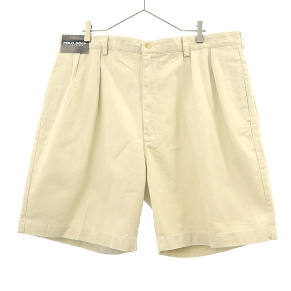 ロゴワッペン ゴルフ タック チノショートパンツ W42 ベージュ ビッグサイズ メンズ