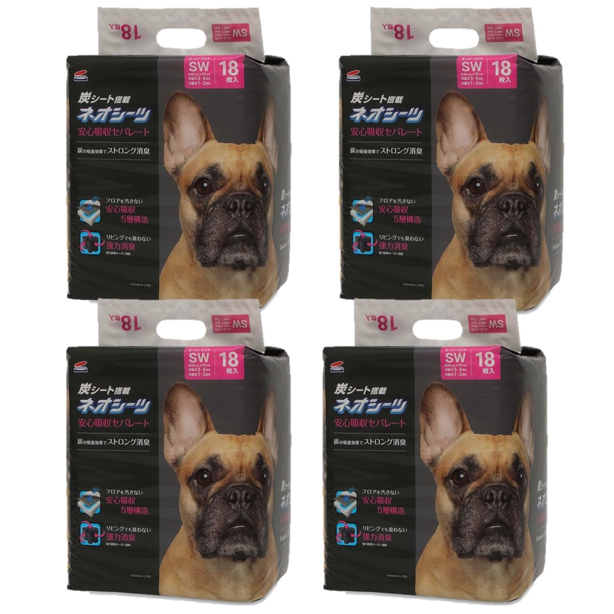 ネオ・ルーライフ ネオシーツ カーボン セパレート ペットシーツ スーパーワイド 18枚入×4袋 全72枚 (ケース販売) 5,238円