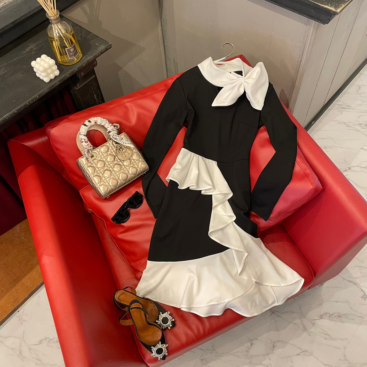 【即納】バイカラーマーメイドワンピース