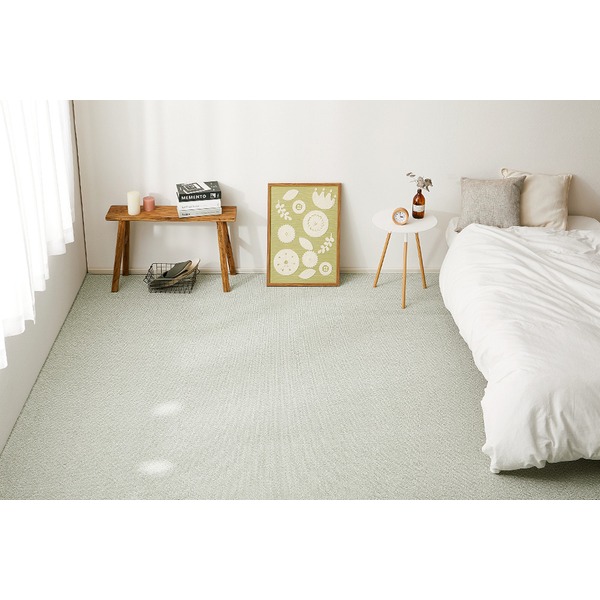 ラグマット 絨毯 江戸間3畳 約176x261cm グリーン 日本製 防炎 防ダニ 防音 抗菌 撥水 ホットカーペット 床暖房可 リビング