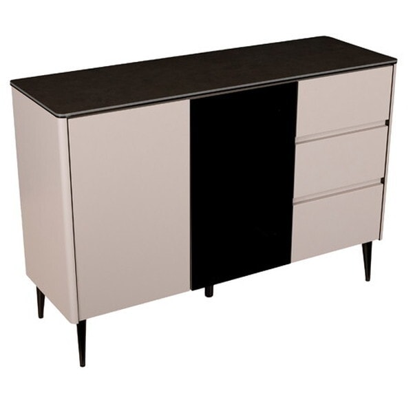 筑波産商 キャビネットB 120 セラミックトップ E/WG 天板エボニーブラック/本体ウォームグレイ メーカー直送