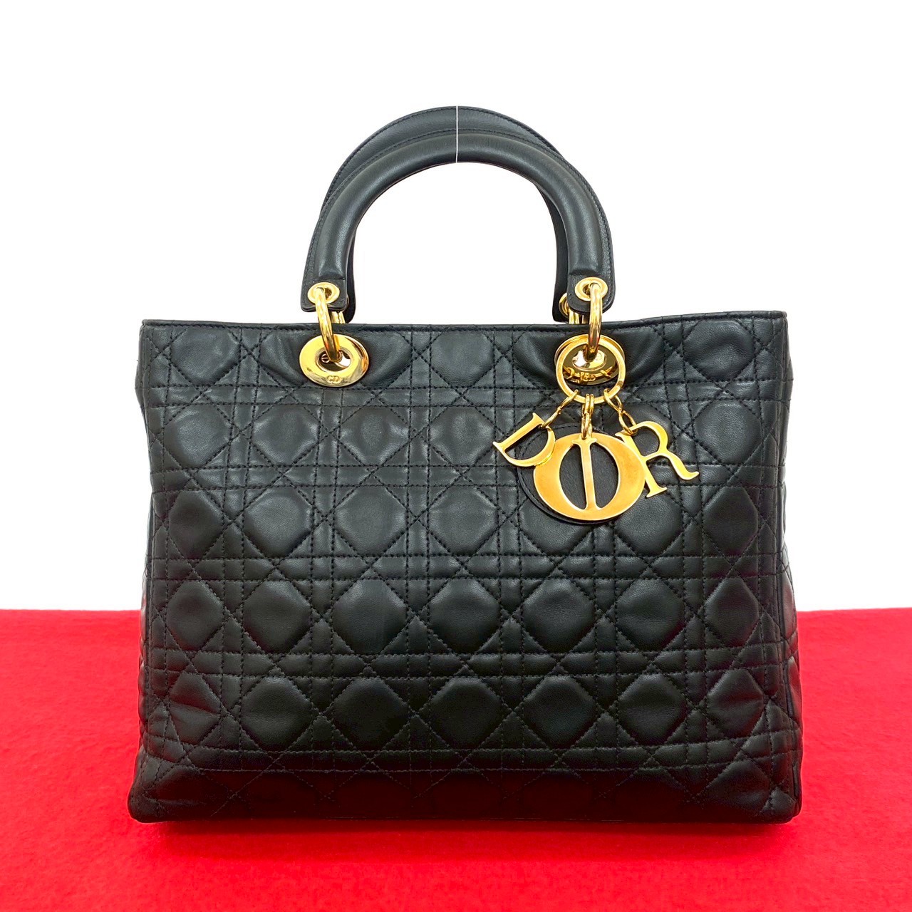 レディディオール カナージュ ステッチハンドバッグ レザー ブラック 40940