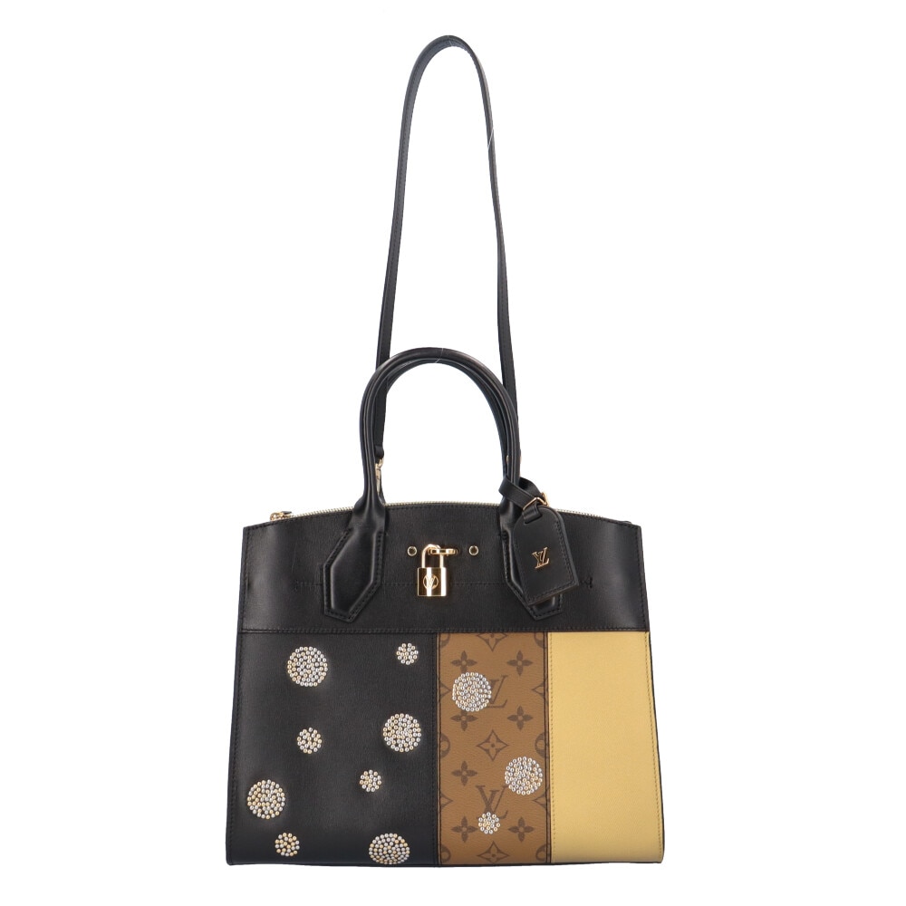 ルイヴィトン シティスティーマーMM モノグラムリバース ショルダーバッグ カーフ M43406 ブラック LOUIS VUITTON【中古】美品