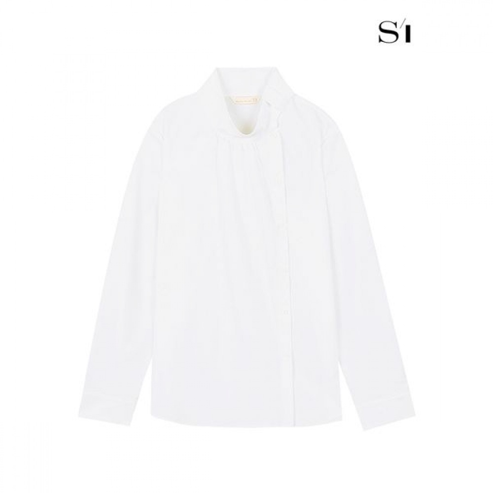 [C] タイカラネックシャーリングブラウスホワイト SGBAB2415