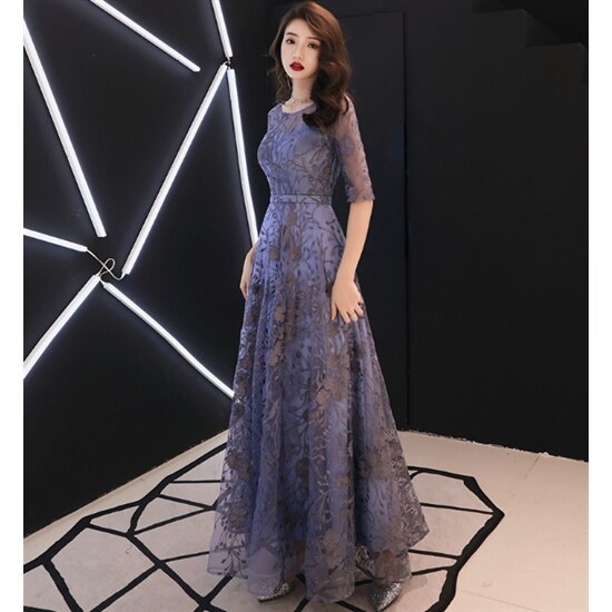 【取寄：納期2週間】演奏会ドレス ロングドレス 結婚式ドレス 大きいサイズ XL 2XL 半袖 パーディードレス スリムフィット Uネック ロングスカート Aラインスカート エレガント お呼ばれ