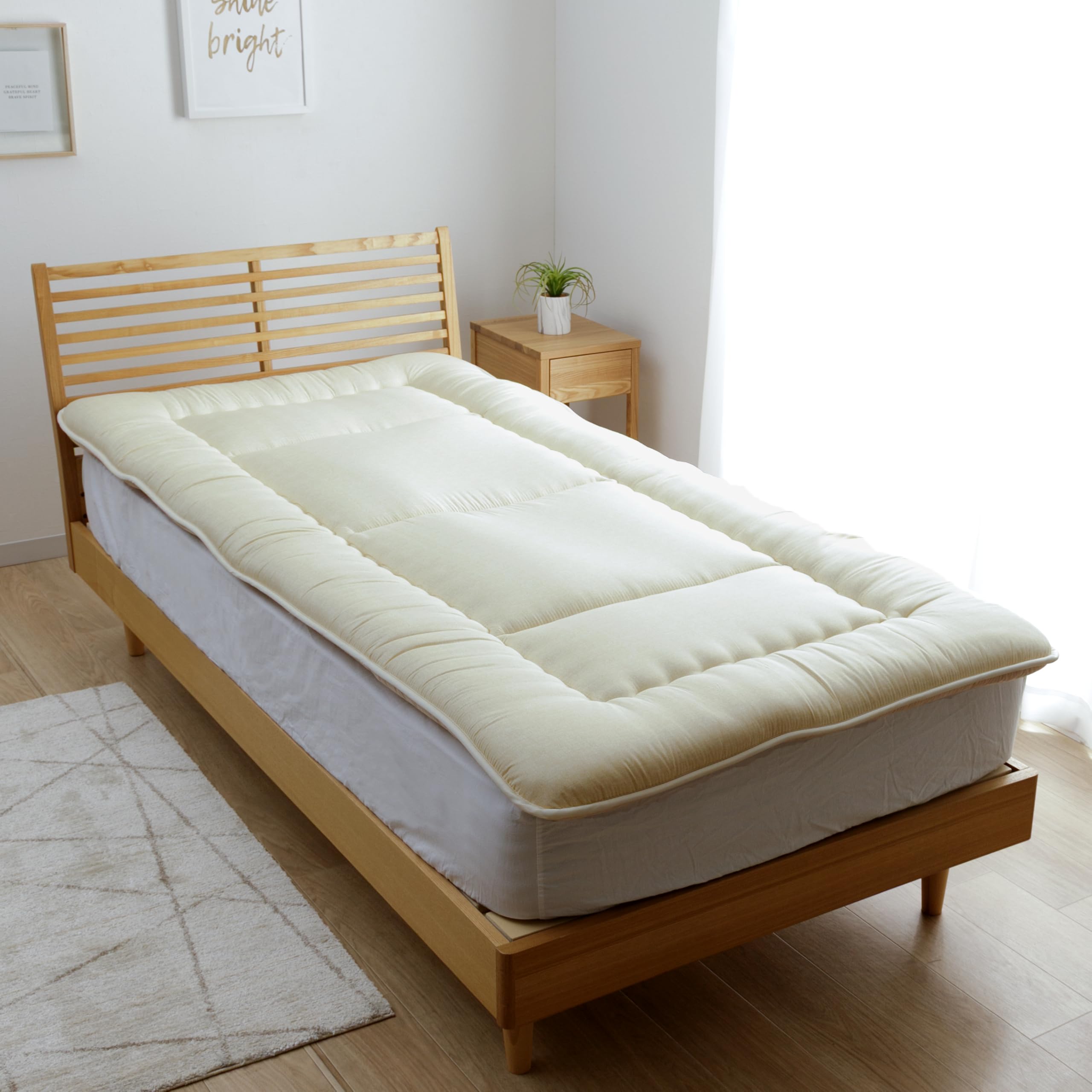 イケヒコ 寝具 敷き布団 洗える 日本製 イリス セミダブルロング 約120×210cm ベージュ 敷布団 コインランドリーで丸洗い・乾燥機OK #1200450025102