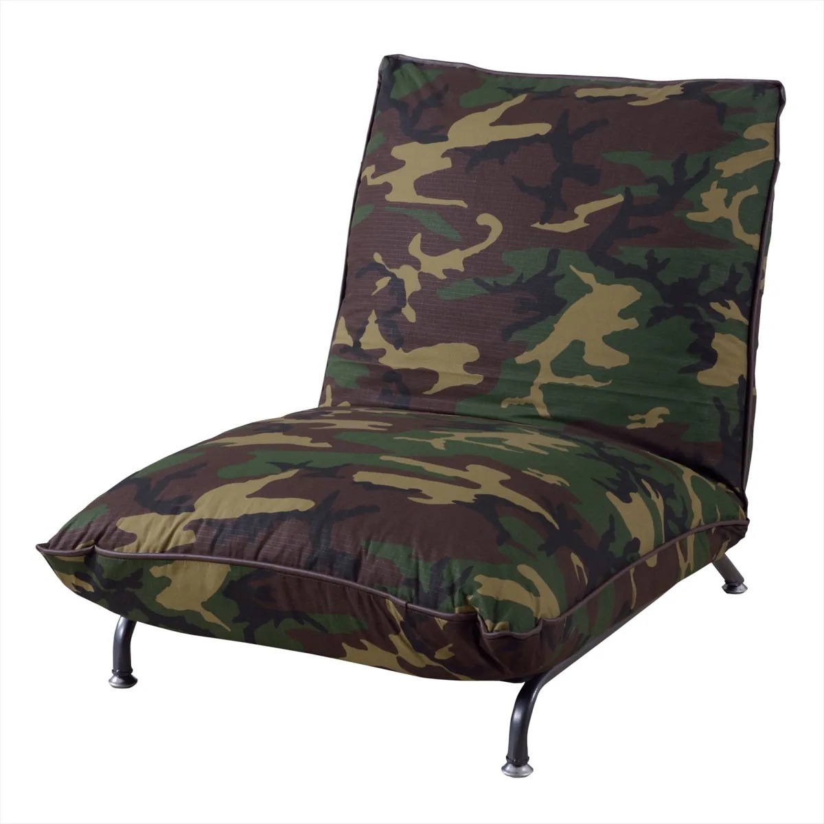 座椅子 迷彩とパッチワーク柄の脚付きフロアローソファ 北欧 ナチュラル フロアチェア リビング