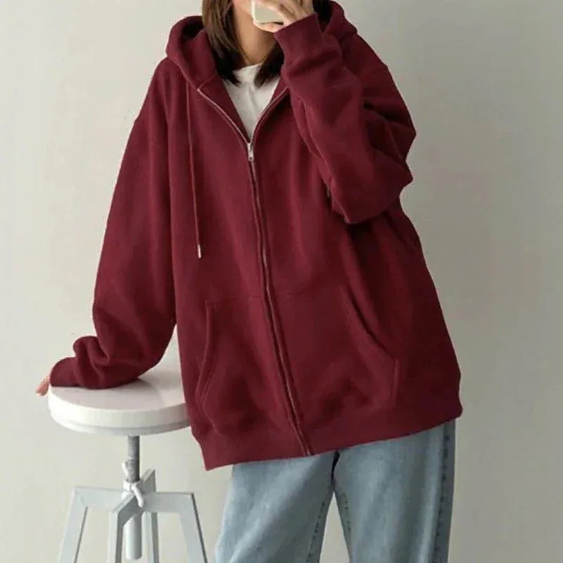 韓国 秋アウター レディース 品質いいな新品 パーカー パーカー 裏起毛 韓国 春春秋のけだるい風ins潮加絨毯ゆったりカーディガンジップ長袖 ジップ韓国