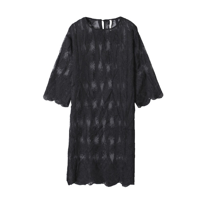 1676.レースシースルーロングワンピース（ブラック）2019 春夏 sale カジュアル 通学 普段使い ショッピング カフェ ランチ 大人カジュアル