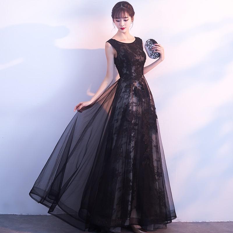 ブライズメイドドレス 演奏会 ロング 結婚式 安い カラードレス 黒 二次会 ロングドレス コンサート フォーマルドレス 披露宴 イブニングドレス-946