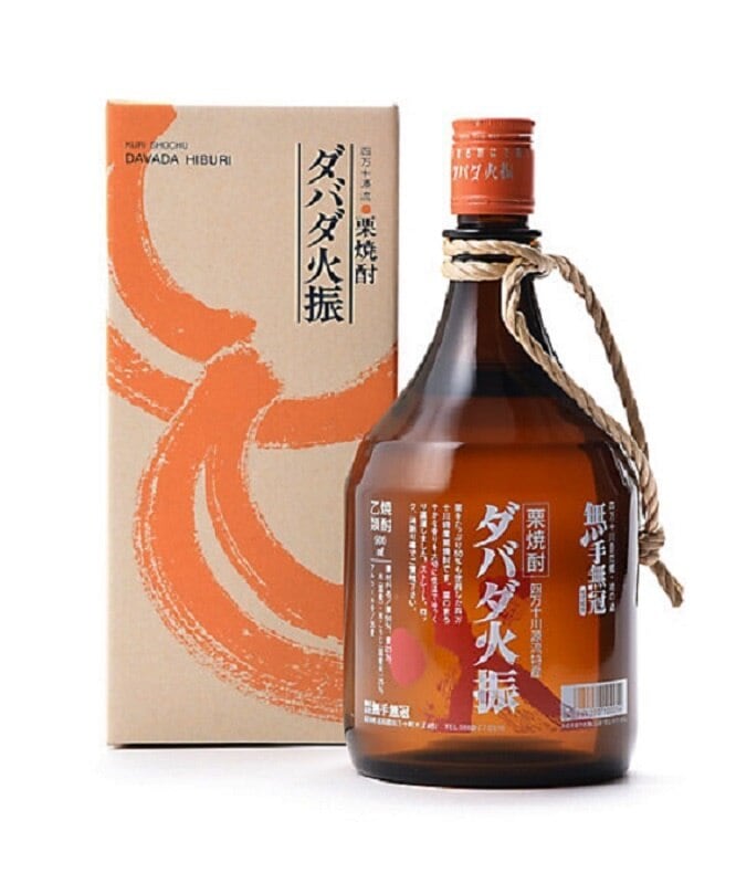 1ケース12本入り数量限定25ダバダ火振（だばだひぶり）栗焼酎　900ｍｌ瓶12本入り箱入りメーカー：（株）無手無冠（高知県